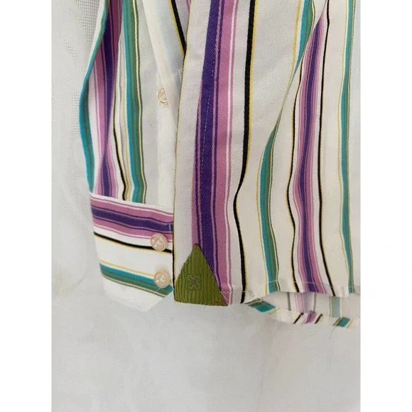 Robert Graham Shirt Button Down Long Sleeve Striped Purple Pink White Bl…